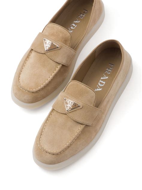 prada logo loafers women's|Prada suede loafer.